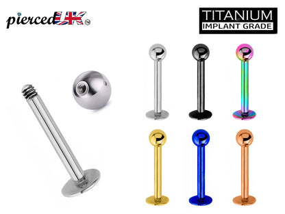 Titanium Labret Piercing, Labret Stud – Flatback Lip Labret in many Colours Labret Jewelry – 18g, 16g, 14g Labret Piercing for Lip and Ears.