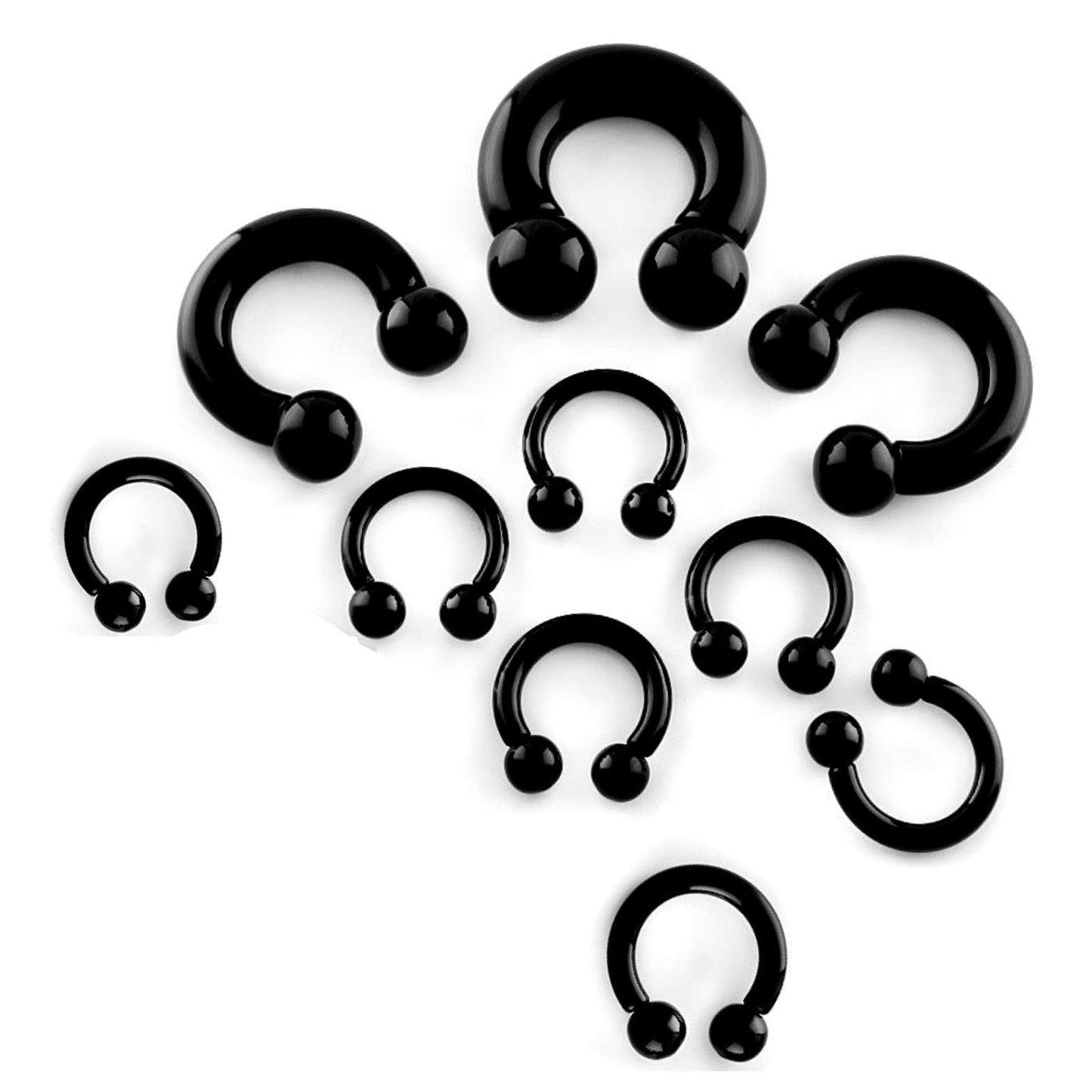 Black Horseshoe Earring - Titanium Septum Ring - 00G, 0G, 1G, 2G, 4G, 6G, 8G, 10G, 12G, 14G 16G, 18G - Size 6mm to 19mm