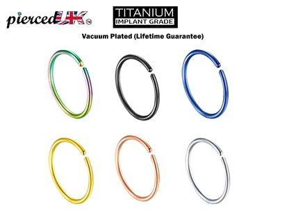 Titanium Nose Ring, Hoop Earrings - Nose Piercing 20g, 18g - Small Thin Hoop Piercing for Nose and Ear, Helix, Cartilage, Tragus.