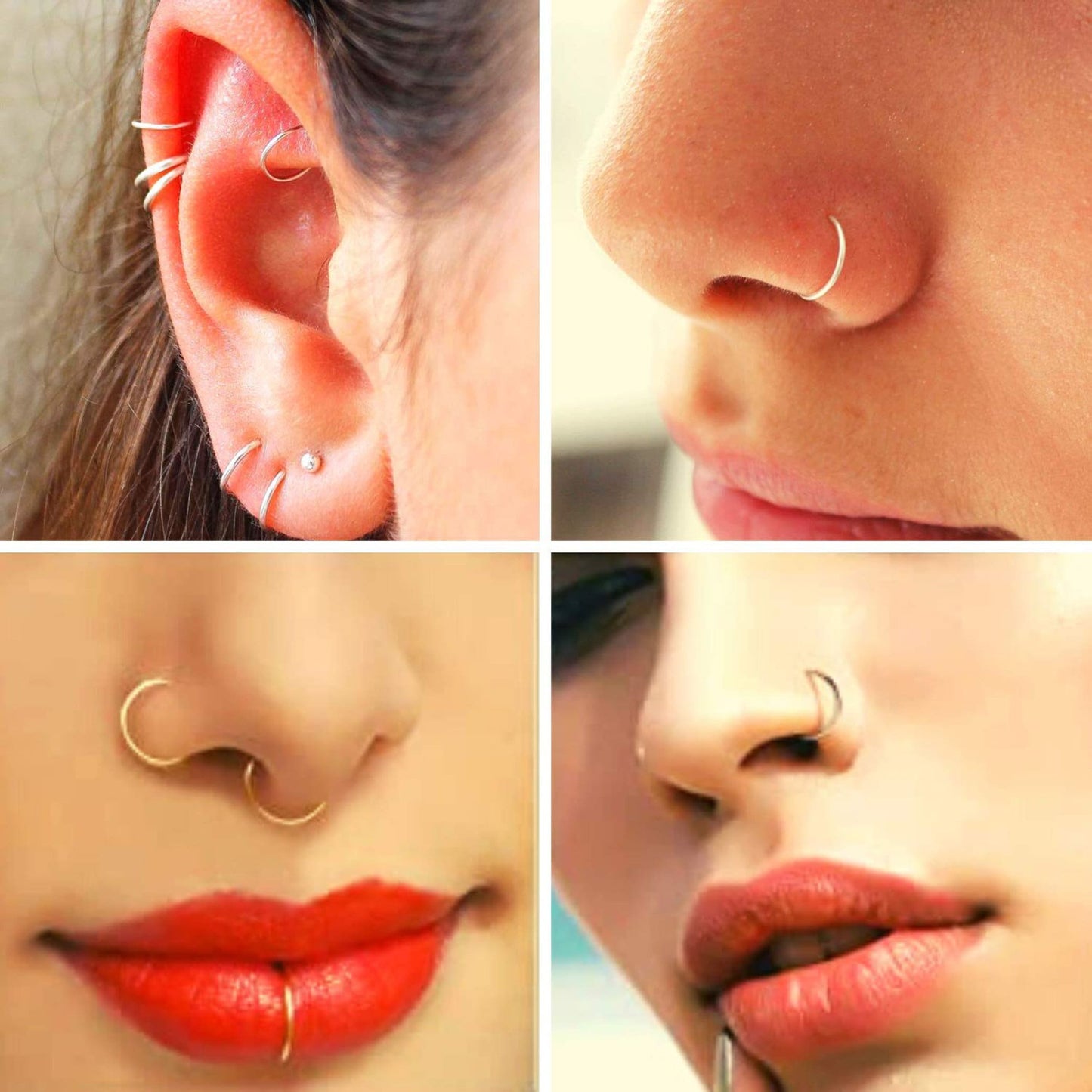 Titanium Nose Ring, Hoop Earrings - Nose Piercing 20g, 18g - Small Thin Hoop Piercing for Nose and Ear, Helix, Cartilage, Tragus.