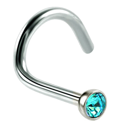 Nose Studs, Nose Ring - Nostril Screw Ring with Gem CZ Crystal  - Nose Piercing Size 18g (1.0mm)