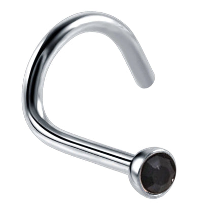 Nose Studs, Nose Ring - Nostril Screw Ring with Gem CZ Crystal  - Nose Piercing Size 18g (1.0mm)