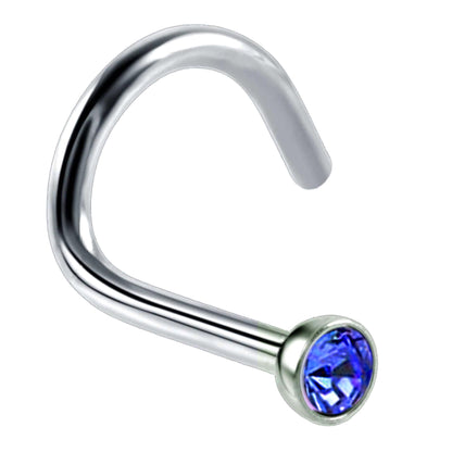Nose Studs, Nose Ring - Nostril Screw Ring with Gem CZ Crystal  - Nose Piercing Size 18g (1.0mm)