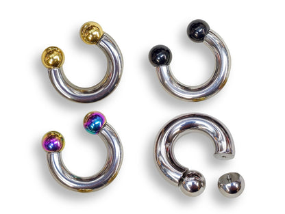 Prince Albert Jewelry PA Rings Circular Horseshoe Barbell Piercing with Custom Balls - Body Jewellery 16ga to 00ga - Large Size