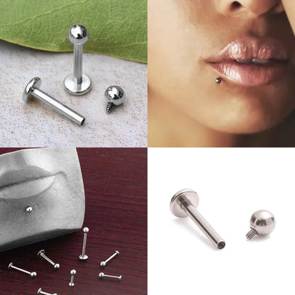 Labret Stud, Labret Lip Piercing – Internally threaded labret – 16g 14g Labret Piercing for Lip, Chin and More
