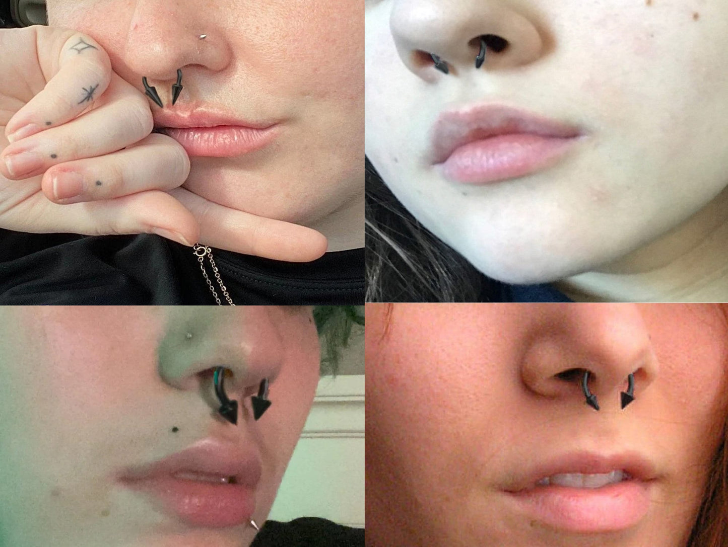 Titanium Cone/Spike Gold Horseshoe Barbell, Septum Ring - 16G 14G Internally Threading Septum Jewelry - Nose Piercing, Helix, PA ring