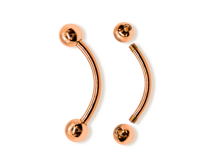 14K Rose Gold 16G Curved Barbell Piercing - 14K Gold Body Piercing for Eyebrow, Lip Studs, Rook Jewelry, Cartilage Bar