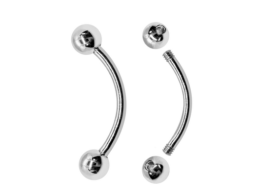 14K White Gold 16G Curved Barbell Piercing - 14K Gold Body Piercing for Eyebrow, Lip piercing, Rook Jewelry, Cartilage Bar