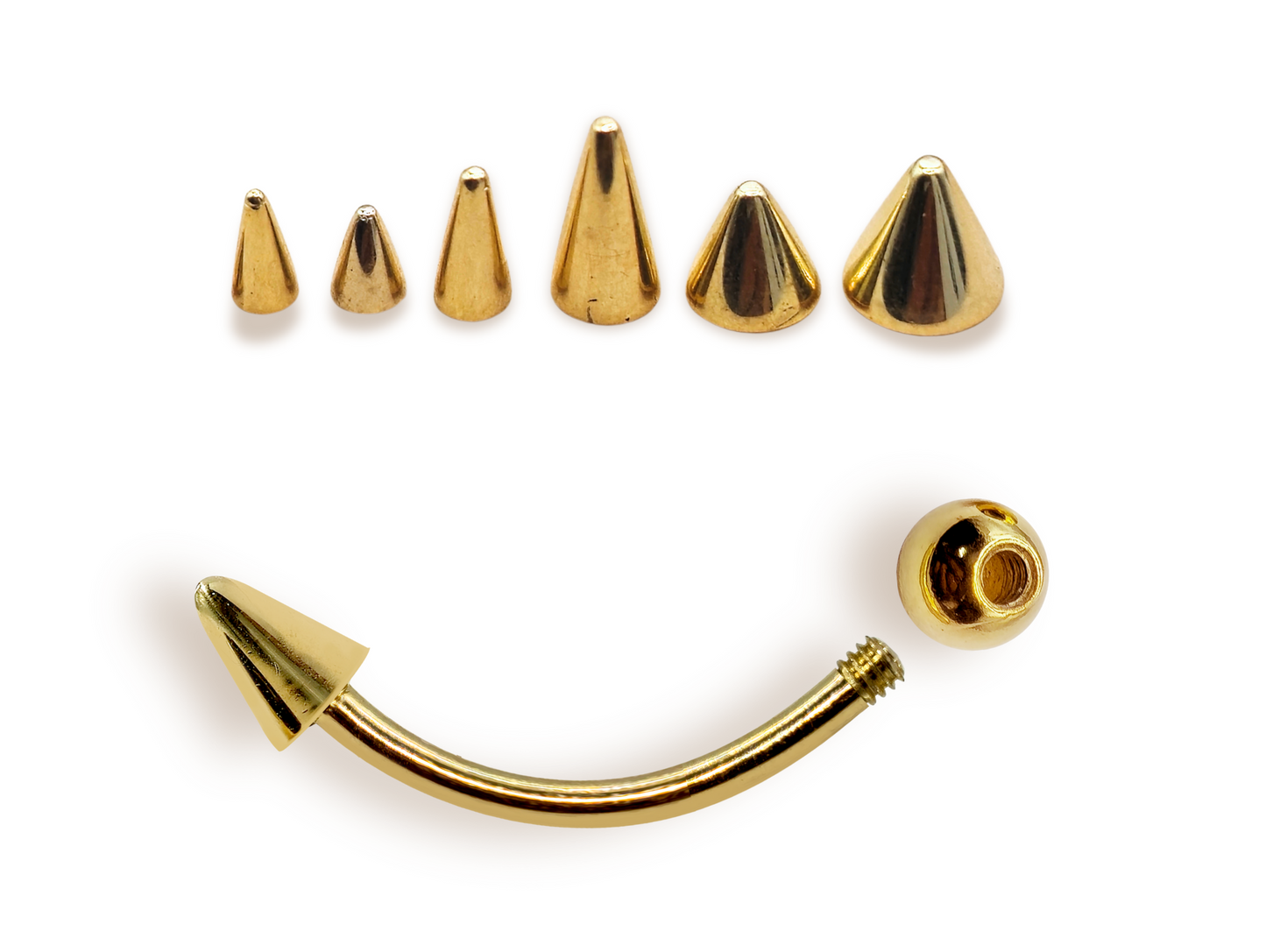 14K Solid Gold Spike Vertical Labret Stud Lip Piercing Curved Barbell - Gold Body Jewellery for Eyebrows and Ear Piercings- 1pc Each Order