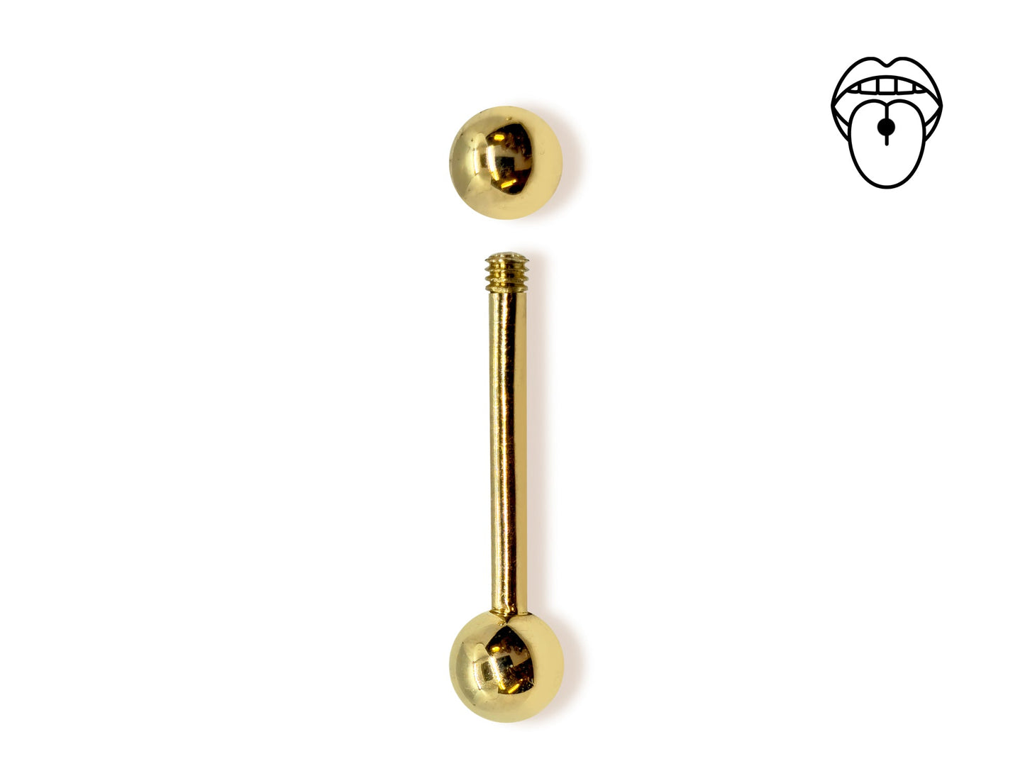 14K Gold Tongue Barbell Piercing Body Jewellery  | 14G (1.6mm)