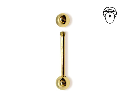 14K Gold Tongue Barbell Piercing Body Jewellery  | 14G (1.6mm)