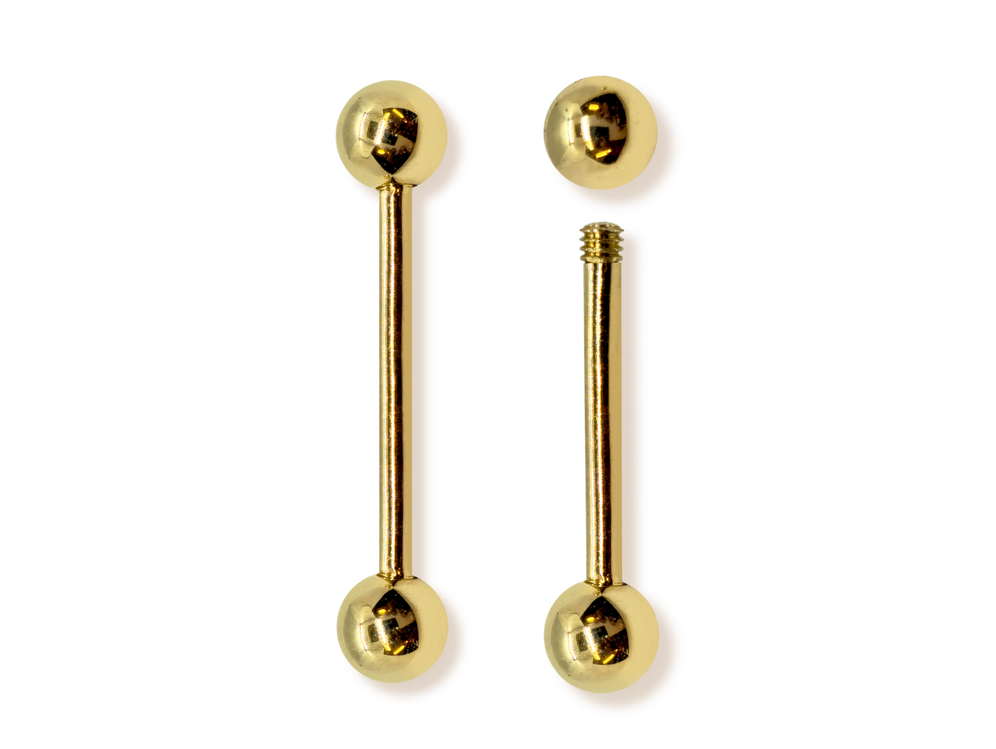 16G (1.2mm) | 14K Solid Gold Industrial Barbell, Scaffold Piercing Body Jewellery