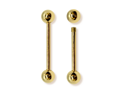 14G (1.6mm) | 14K Solid Gold Industrial Barbell, Scaffold Piercing Body Jewellery