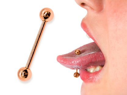 14K Rose Gold Tongue Barbell Piercing Body Jewellery  | 14G (1.6mm)