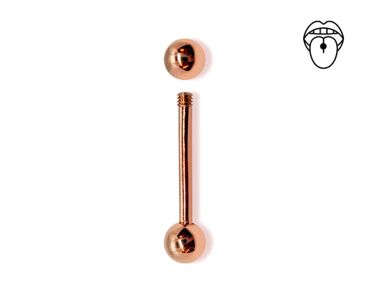 14K Rose Gold Tongue Barbell Piercing Body Jewellery  | 14G (1.6mm)