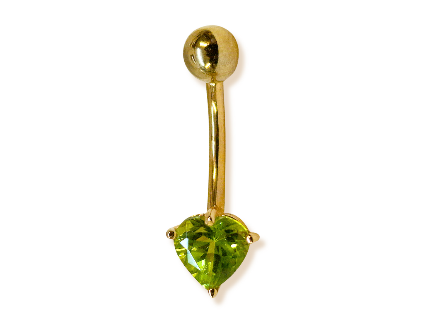 Belly Button Ring comes in a Heart Shape Crystal Belly Ring - Belly Bar - made of 14K Gold Fine Jewelry Hand Set and Hand Polished