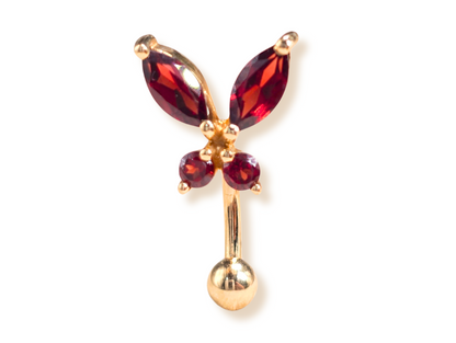 Belly Button Ring comes in a Butterfly Shape Crystal Belly Ring - Belly Bar - made of 14K Gold Fine Jewelry Hand Set and Hand Polished