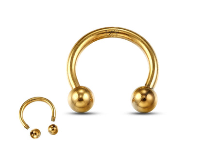 14K Solid Gold Horseshoe 16G 14G Circular Barbell CBB Nose Septum Piercing