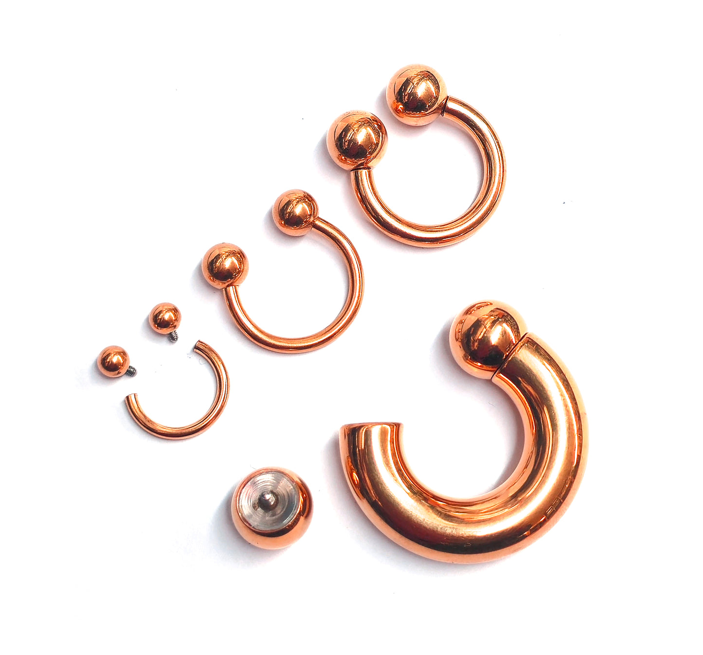 Rose Gold Horseshoe Septum ring - Titanium Nose Ring - 00G, 0G, 1G, 2G, 4G, 6G, 8G, 10G, 12G, 14G 16G, 18G - Size 6mm to 19mm