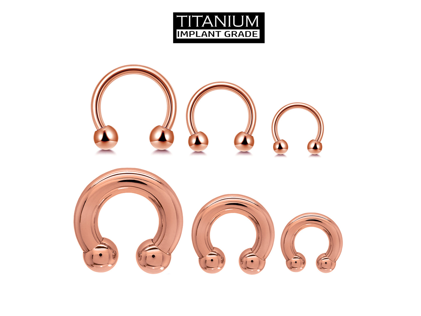 Rose Gold Horseshoe Septum ring - Titanium Nose Ring - 00G, 0G, 1G, 2G, 4G, 6G, 8G, 10G, 12G, 14G 16G, 18G - Size 6mm to 19mm