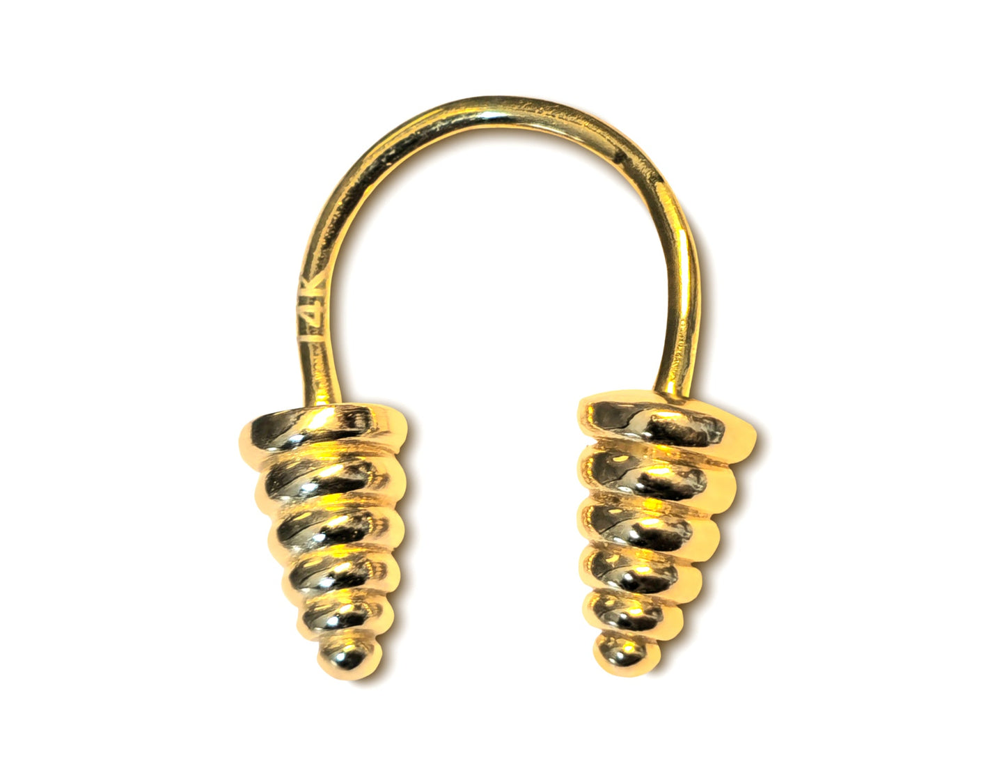 14K Gold Septum Horseshoe Barbell, Septum ring, Lip Ring, Dumbbell Design Piercing - 16G Body Jewellery Gold Nose Ring