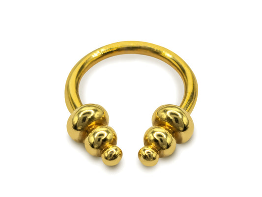 14K Gold Unique Style Septum Horseshoe Barbell, Septum ring, Lip Piercing - 14G Body Jewellery Gold Nose Ring