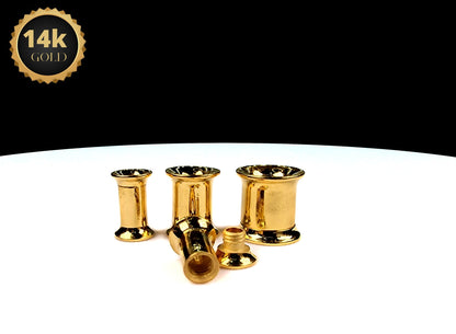 14K Gold Double Flare Plugs Stretching Kit, Ear gauges, Flesh Tunnels - Lobe Plugs - 1pc each order