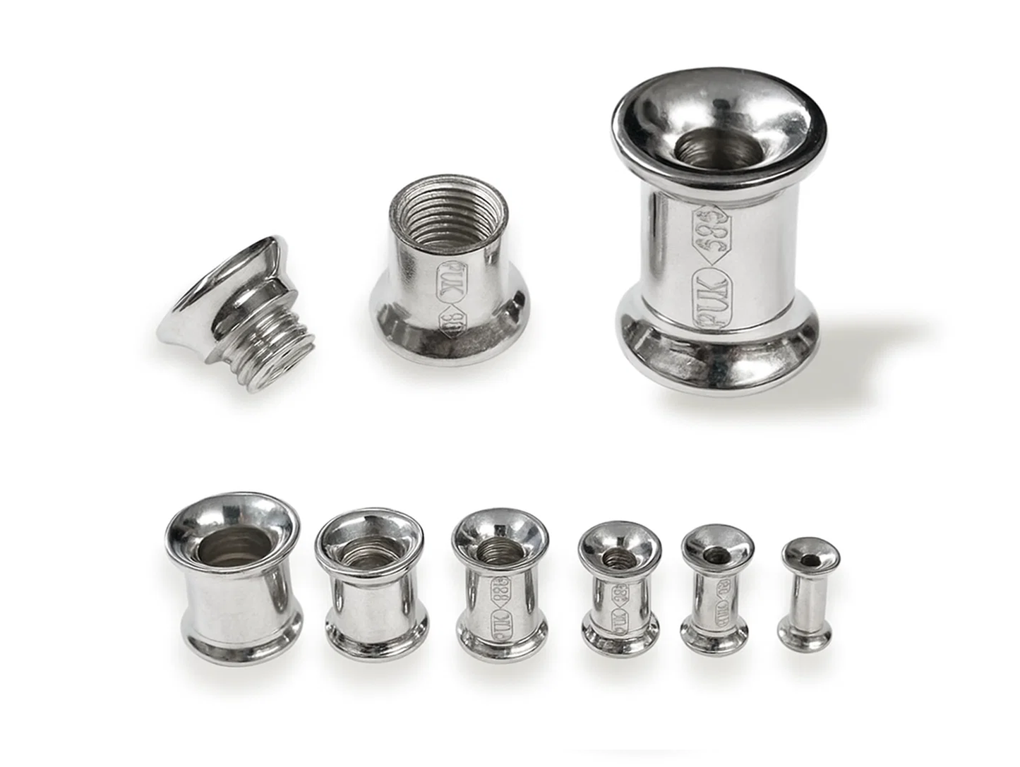 14K White Gold Double Flare Plugs Stretching Kit, Ear gauges, Flesh Tunnels - Lobe Plugs - 1pc each order