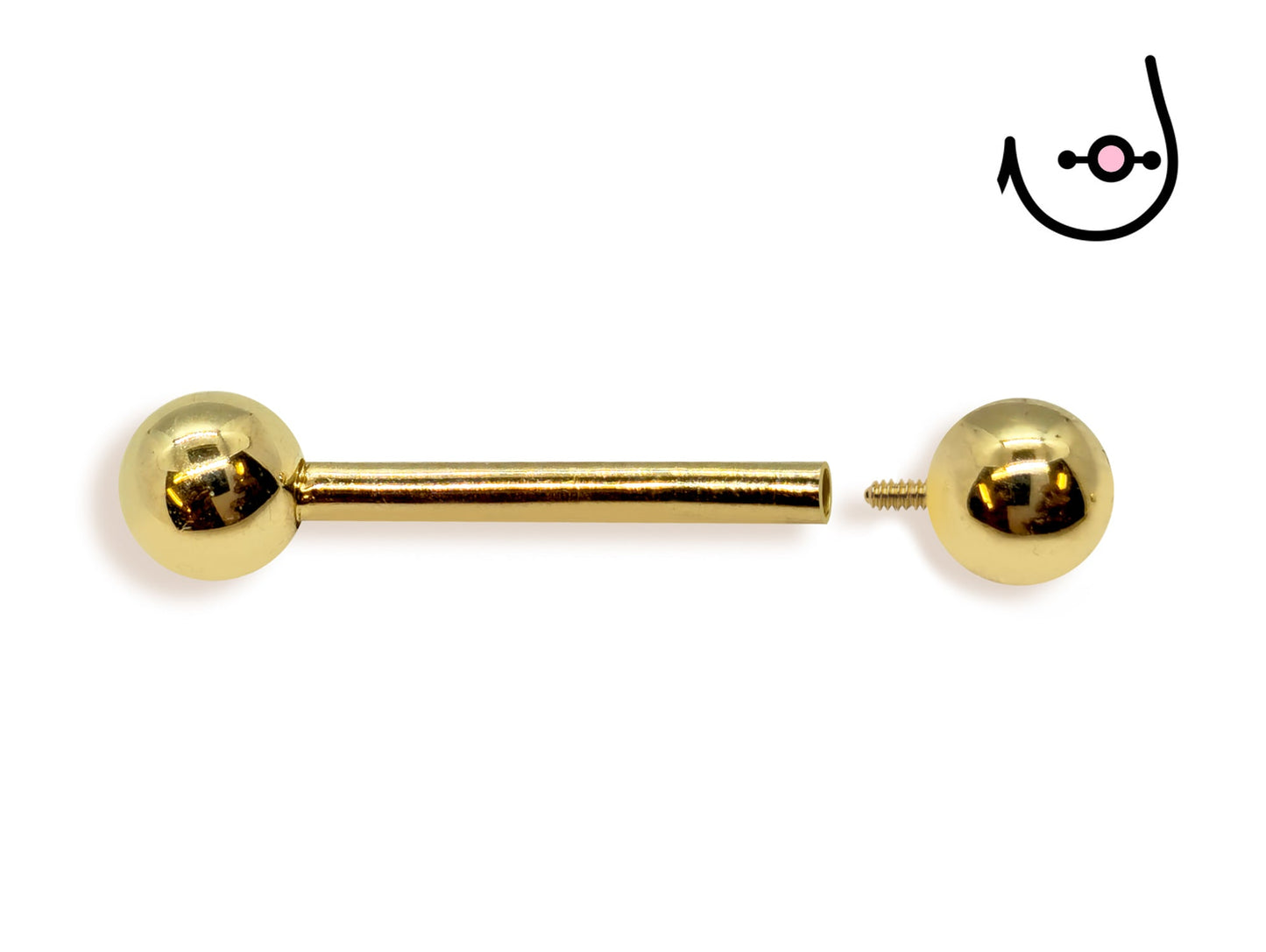 16G (1.2mm) | 14K Solid Gold Internally Threaded Nipple Barbell Piercing Body Jewellery