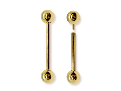 14K Gold Internally Threaded Tongue Barbell Piercing Body Jewellery | 14G (1.6mm)