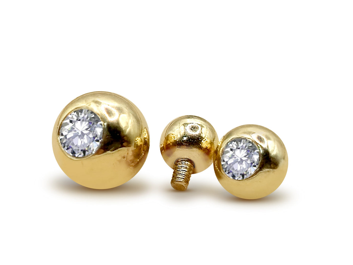 14K Gold Piercing Gem Ball Loose Parts, Replacement Ball for Internally threaded Body Jewellery piercing barbells, labrets, Horseshoe Rings