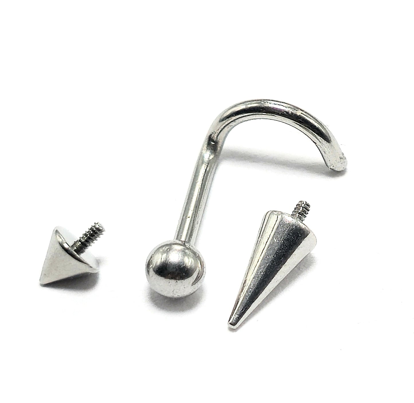 Titanium Nostril Nose Piercing, Nose Screw - 18G Internally Threaded in Ball Spike and Cones