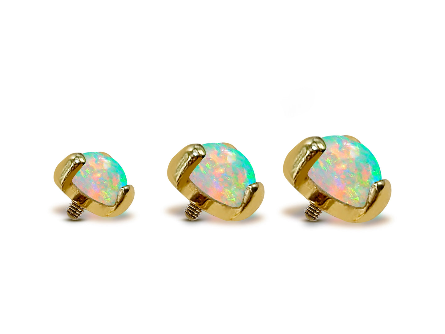 14K Gold Prong Set Opal Loose parts Replacement ball Piercing for internally threaded piercing Barbells, Labrets, Horseshoe Ring