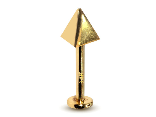 14K Gold Spike Pyramid Labret Stud Lip Jewellery, Lip Piercing Tragus Earring - 14G Body Jewellery Gold Lip Bar