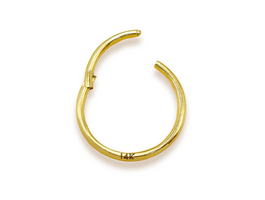 14K Gold Septum Nose Clicker Ring, Lip Piercing Hinged Ring - 20G, 16G Clicker Hoops Body Jewellery Ring - Solid Gold Piercings