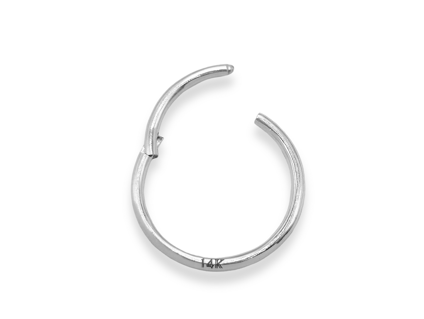 14K White Gold Septum Clicker Hoops Nose Hoop, Lip Piercing Hinged Ring - Body Jewellery  - 1pc each order