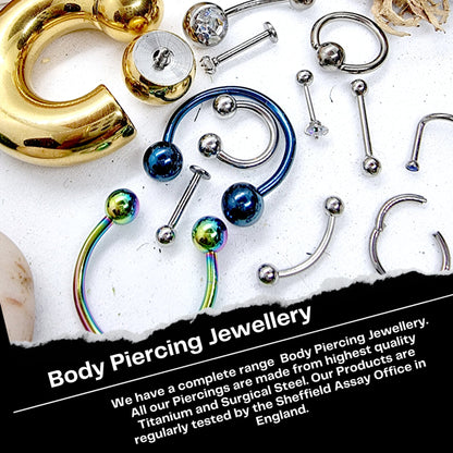 Silver Dangle Flower Belly Bars, Navel Ring - Drop Belly Ring with High Quality CZ Crystals - Curved Barbell - 16g (1.6mm) Length is 8mm