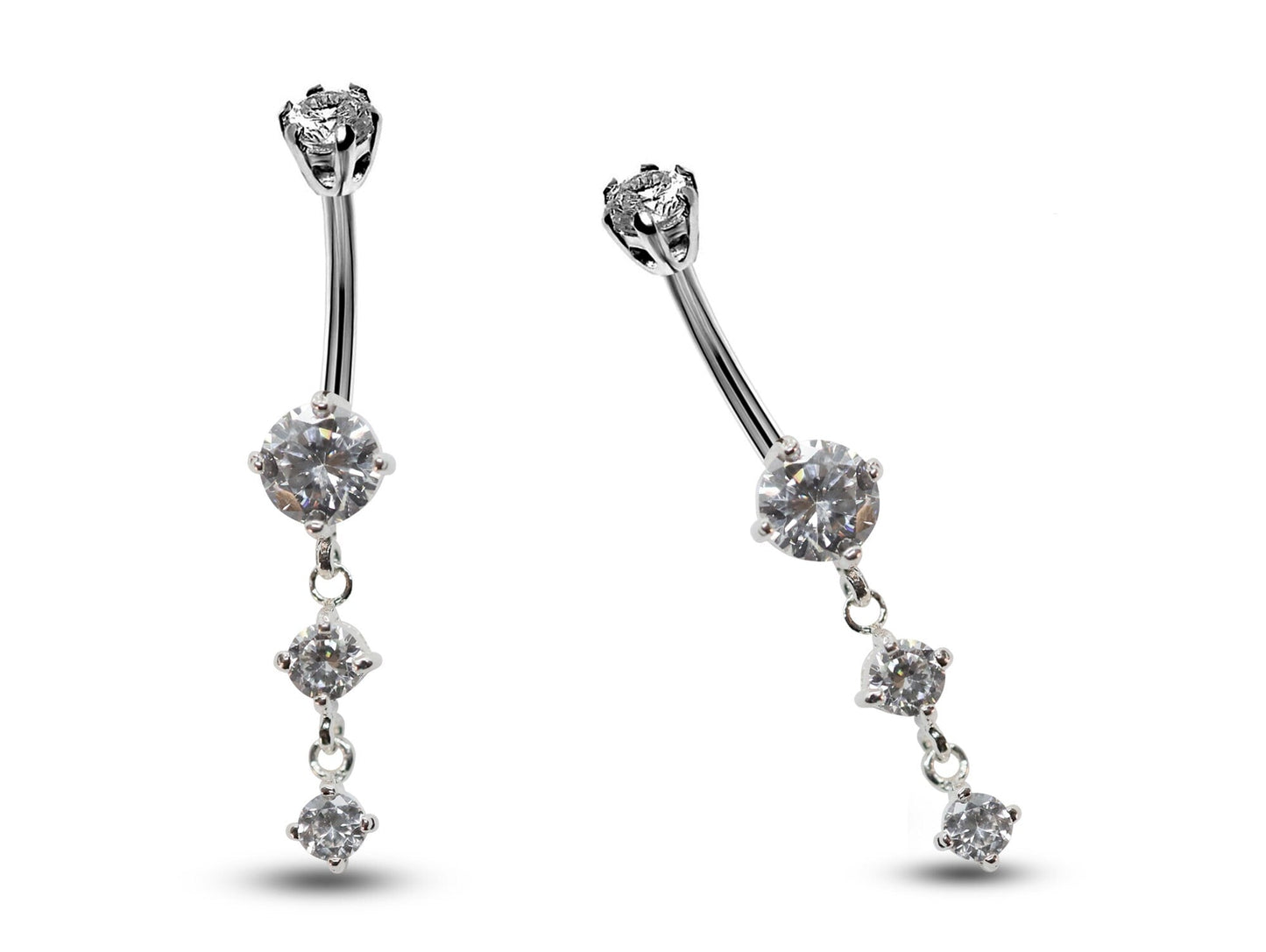 Round Belly Button Rings, Dangle Navel Piercing Belly Piercing with High Quality Crystals Navel Jewelry 16g(1.6mm) Length is 10mm