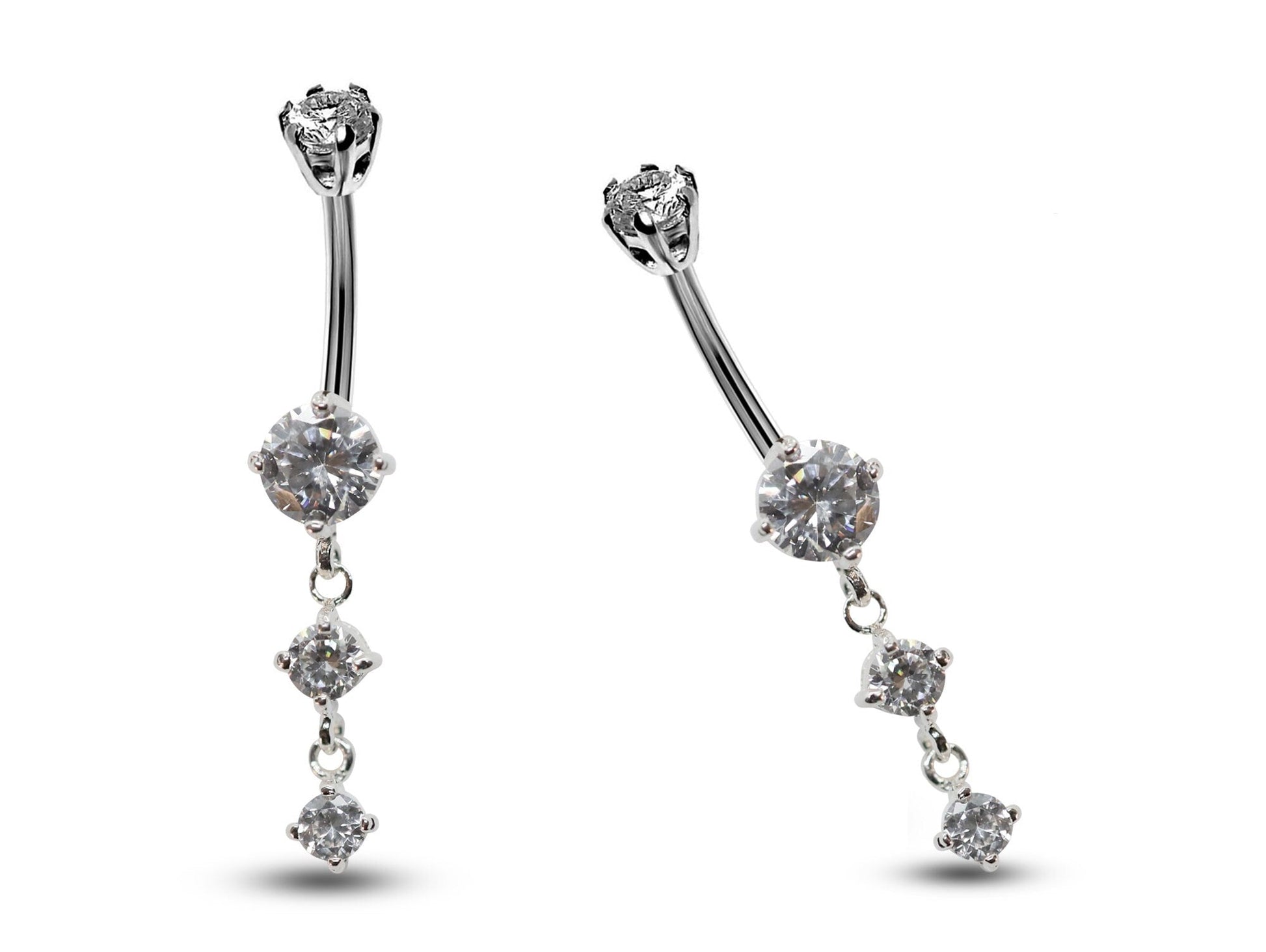 Round Belly Button Rings, Dangle Navel Piercing Belly Piercing with High Quality Crystals Navel Jewelry 16g(1.6mm) Length is 10mm