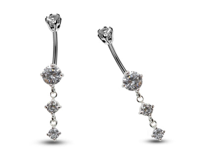 Round Belly Button Rings, Dangle Navel Piercing Belly Piercing with High Quality Crystals Navel Jewelry 16g(1.6mm) Length is 10mm