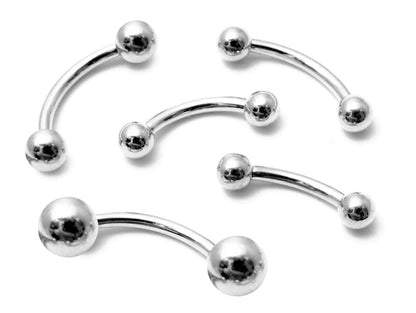14K White Gold 16G Curved Barbell Piercing - 14K Gold Body Piercing for Eyebrow, Lip piercing, Rook Jewelry, Cartilage Bar