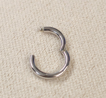 14K White Gold Septum Clicker Hoops Nose Hoop, Lip Piercing Hinged Ring - Body Jewellery  - 1pc each order