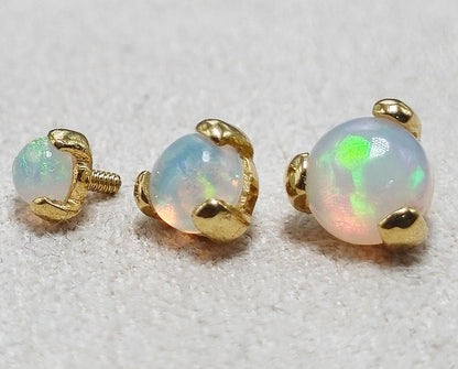 14K Gold Prong Set Opal Loose parts Replacement ball Piercing for internally threaded piercing Barbells, Labrets, Horseshoe Ring