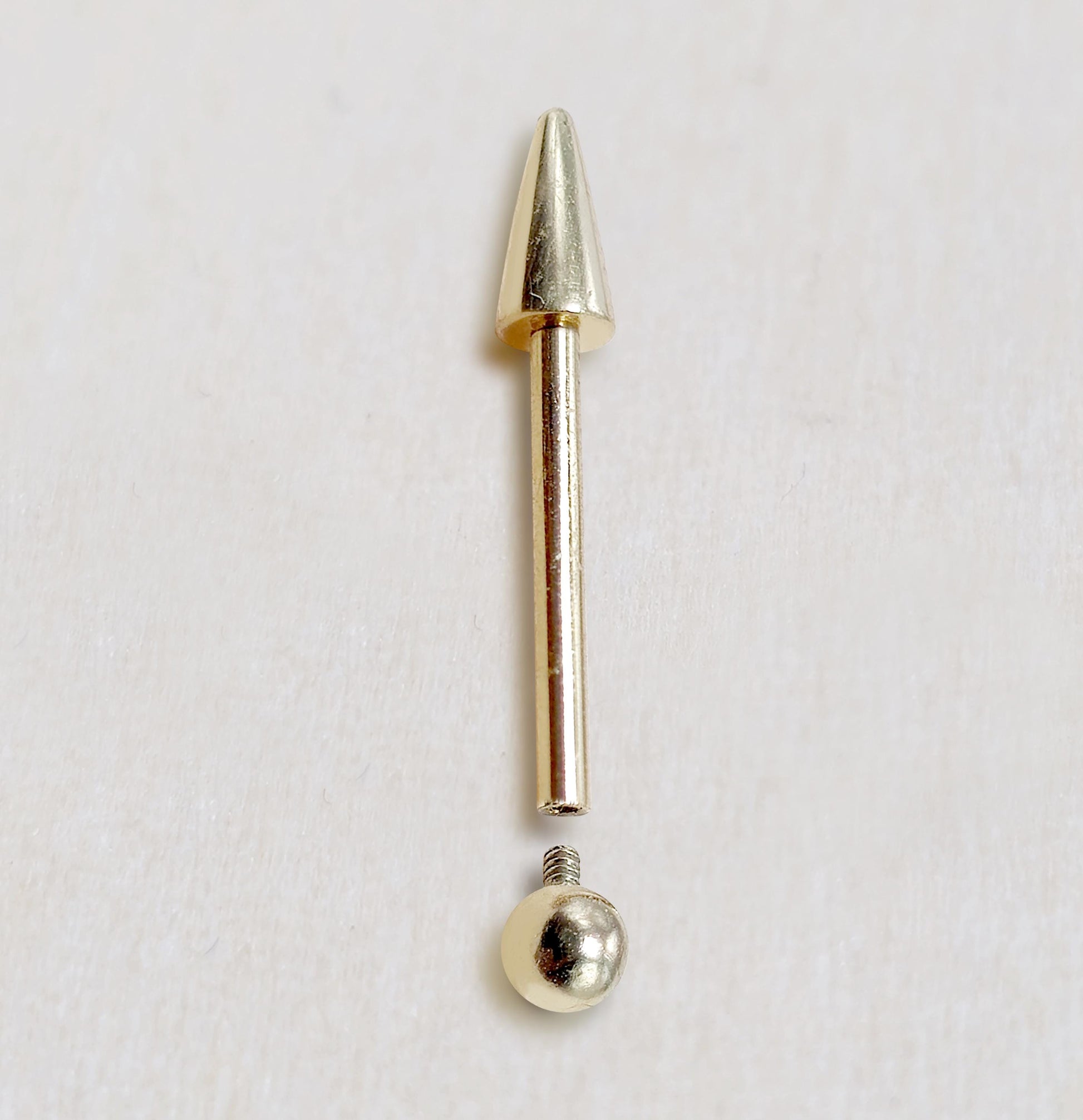 14K Solid Gold Spike Barbell Piercing, Cartilage Helix Piercing - Internally threaded - Body Piercing Also for Nipple Bar