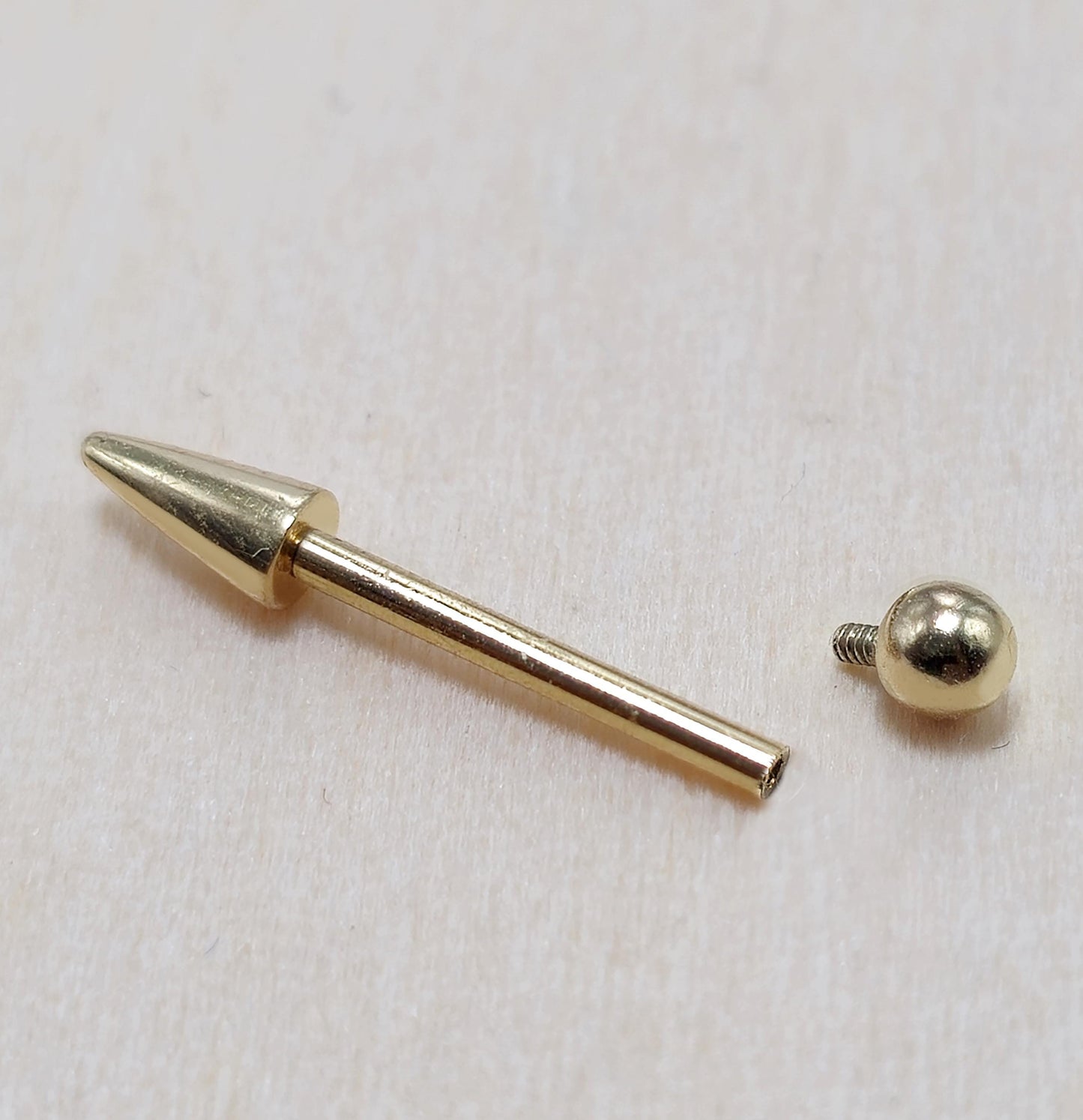 14K Solid Gold Spike Barbell Piercing, Cartilage Helix Piercing - Internally threaded - Body Piercing Also for Nipple Bar