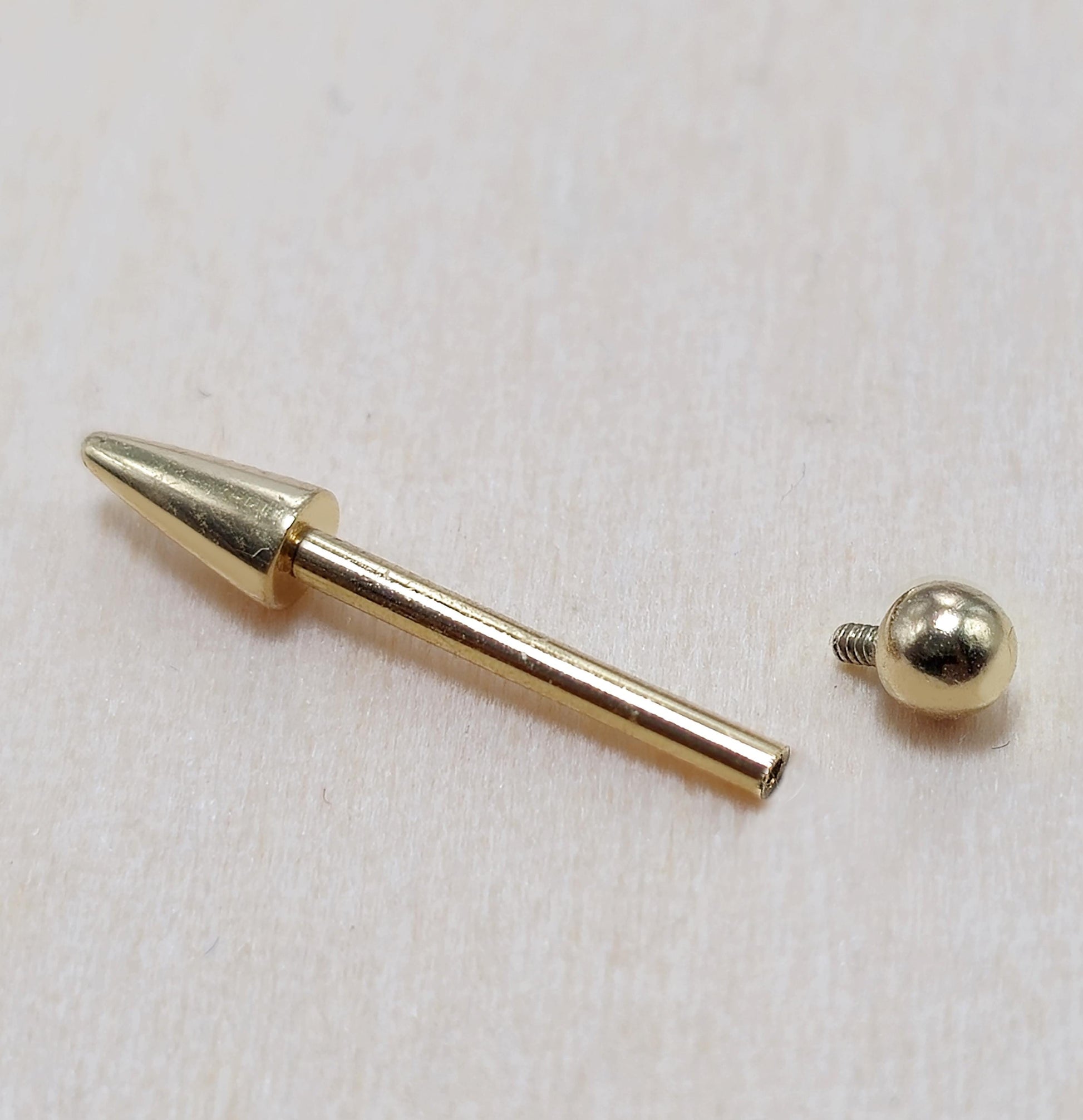 14K Solid Gold Spike Barbell Piercing, Cartilage Helix Piercing - Internally threaded - Body Piercing Also for Nipple Bar