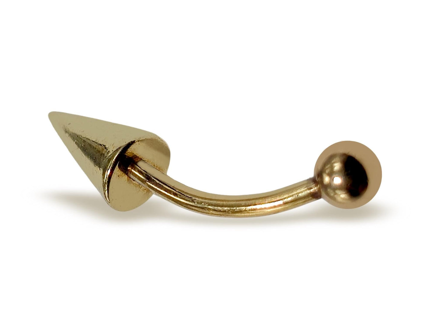 14K Gold Spike Eyebrow Piercing 16G Body Jewellery Curved Barbell combination of custom size ball end - 1pc each order