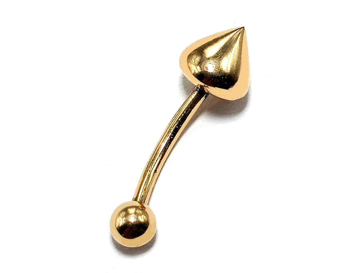 14K Gold Round Cone Eyebrow Jewellery 16G Body Piercing Curved Barbell combination of custom size ball end - 1pc each order