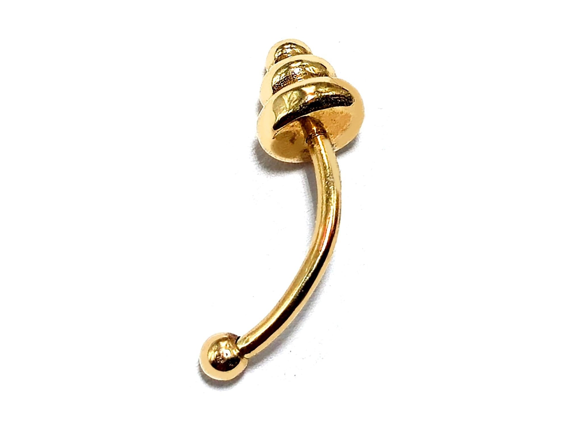14K Gold Eyebrow Piercing Unique Cone Design 16G Body Jewellery Curved Barbell combination of custom size ball end - 1pc each order