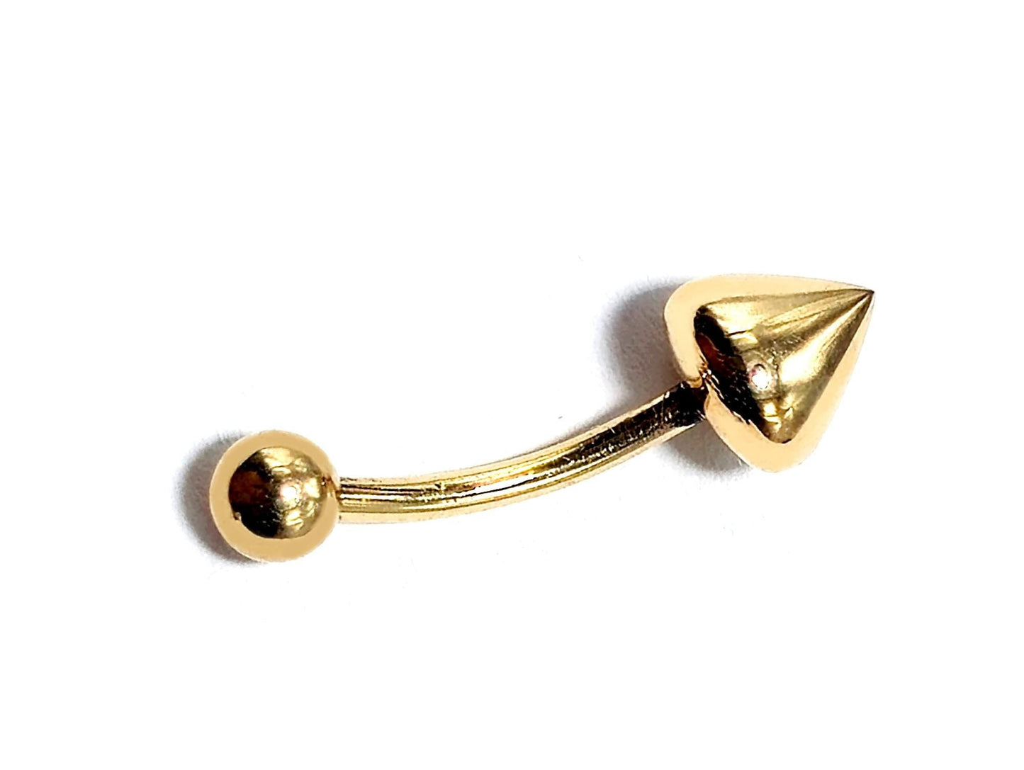 14K Gold Round Cone Eyebrow Jewellery 16G Body Piercing Curved Barbell combination of custom size ball end - 1pc each order